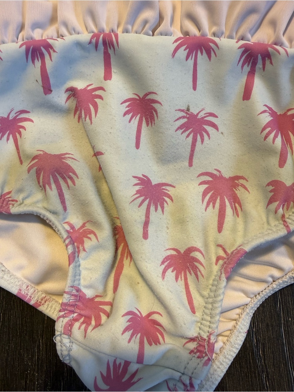 Girls Pink Palm-Print Ruffle Bikini Set - Picture 5 of 6